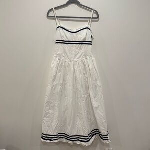 Elegant White Dress with Black Stripes